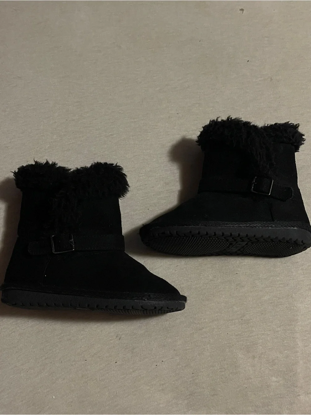 The Children's Place Black Faux Fur Trim Kids Boots